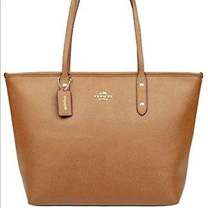 Coach City Zip Tote, Light Saddle